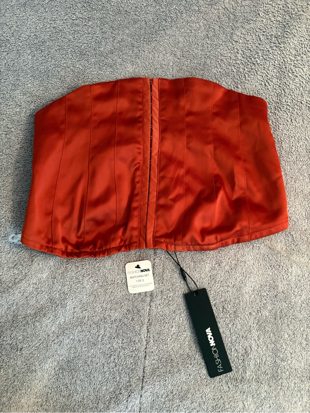 NWT Fashion Nova Cropped Corset Top Amirah Satin Small Hook And Eye Closure